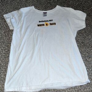 Hanes White T-Shirt with Yellow and Black Graphic